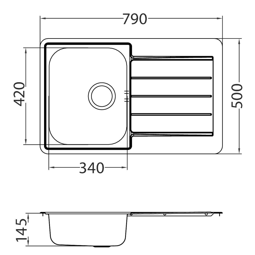 ALVEUS SET0026 - Lava-loiças LINE 79x50 cm + Misturador para lava-loiças TONIA 29,5 cm cromado acetinado/brilhante