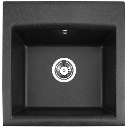 ALVEUS SETA23193 - Cuba de cozinha ATROX 50x50 cm + torneira de cozinha com bica flexível MINTAS 34 cm, granito/preto mate