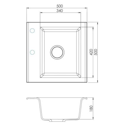 ALVEUS SETA23193 - Cuba de cozinha ATROX 50x50 cm + torneira de cozinha com bica flexível MINTAS 34 cm, granito/preto mate