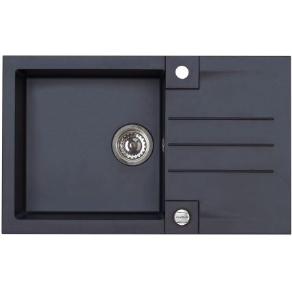 ALVEUS SETA23201 - Cuba de cozinha ROCK 78x48 cm + misturadora de cozinha com braço flexível MINTAS 34 cm granito/preto mate