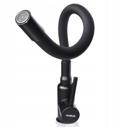 ALVEUS SETA23201 - Cuba de cozinha ROCK 78x48 cm + misturadora de cozinha com braço flexível MINTAS 34 cm granito/preto mate