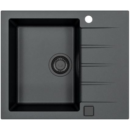 ALVEUS SETA23230 - Cuba de cozinha CADIT 59x50 cm + misturadora de cozinha com bico flexível MINTAS 34 cm granito/preto mate