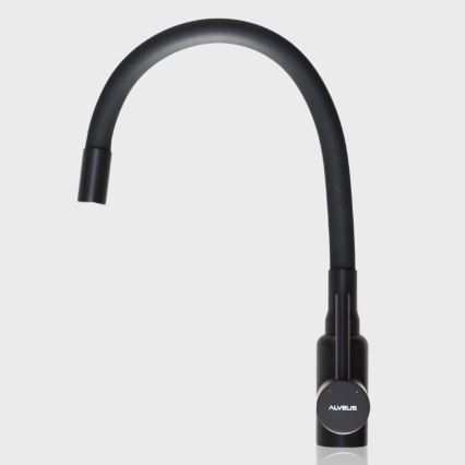 ALVEUS SETA23230 - Cuba de cozinha CADIT 59x50 cm + misturadora de cozinha com bico flexível MINTAS 34 cm granito/preto mate