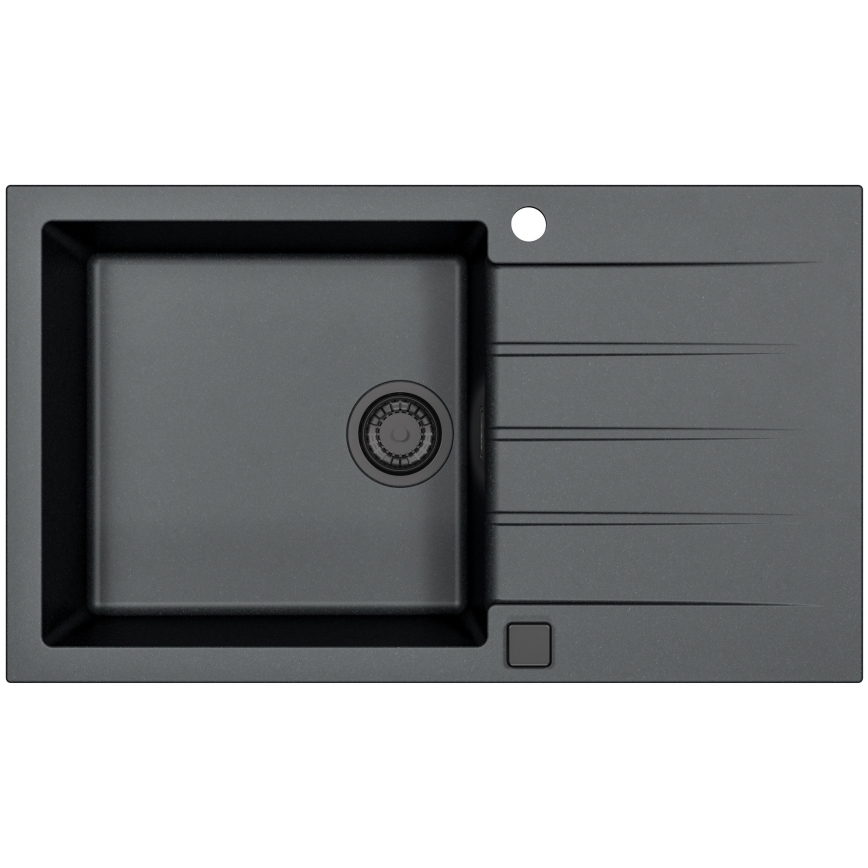 ALVEUS SETA23232 - Cuba de cozinha CADIT 86x50 cm + torneira de cozinha com bico flexível MINTAS 34 cm granito/preto mate