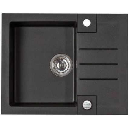 ALVEUS SETA23236 - Cuba de cozinha ROCK 59,5x47,5 cm + Torneira de cozinha com bica flexível MINTAS 34 cm granito/preto mate