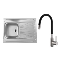 ALVEUS SETA24019 - Cuba de cozinha CLASSIC 80x60 cm + misturadora de cozinha com braço flexível MINTAS 34 cm inox/preto