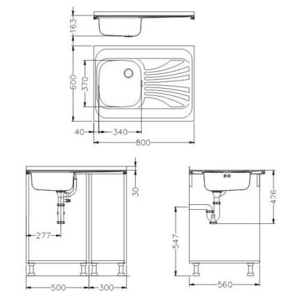 ALVEUS SETA24019 - Cuba de cozinha CLASSIC 80x60 cm + misturadora de cozinha com braço flexível MINTAS 34 cm inox/preto