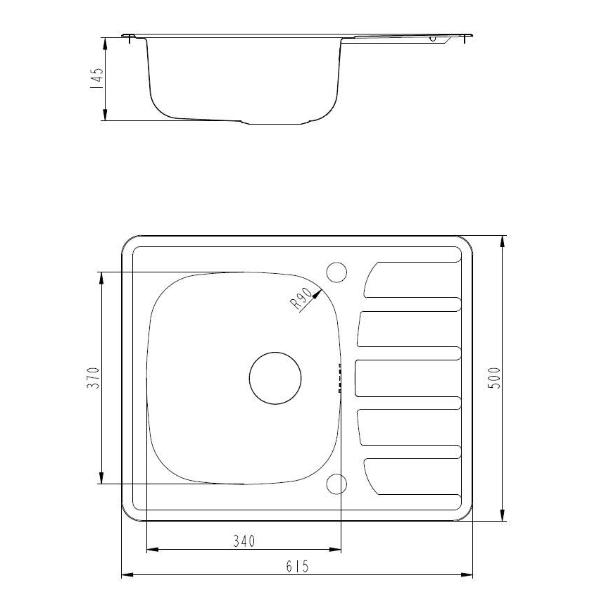 ALVEUS SETA265 - Cuba de cozinha ZOOM 61,5x50 cm + Torneira de cozinha RIVIERA 14,8 cm acetinada/cromada brilhante