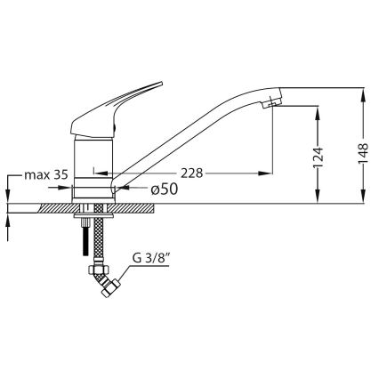 ALVEUS SETA265 - Cuba de cozinha ZOOM 61,5x50 cm + Torneira de cozinha RIVIERA 14,8 cm acetinada/cromada brilhante