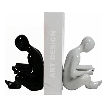 Aparador de livros 17,5x13x14 cm preto/branco