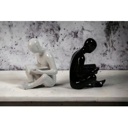 Aparador de livros 17,5x13x14 cm preto/branco