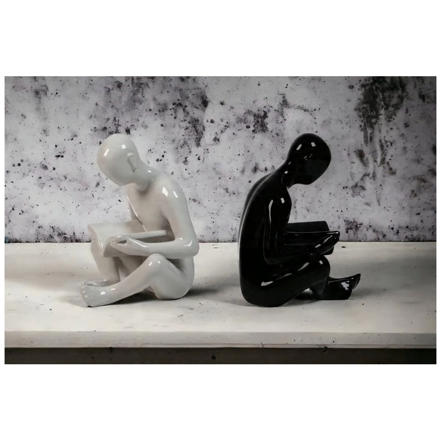 Aparador de livros 17,5x13x14 cm preto/branco