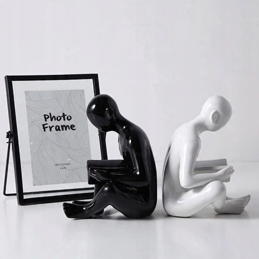 Aparador de livros 17,5x13x14 cm preto/branco