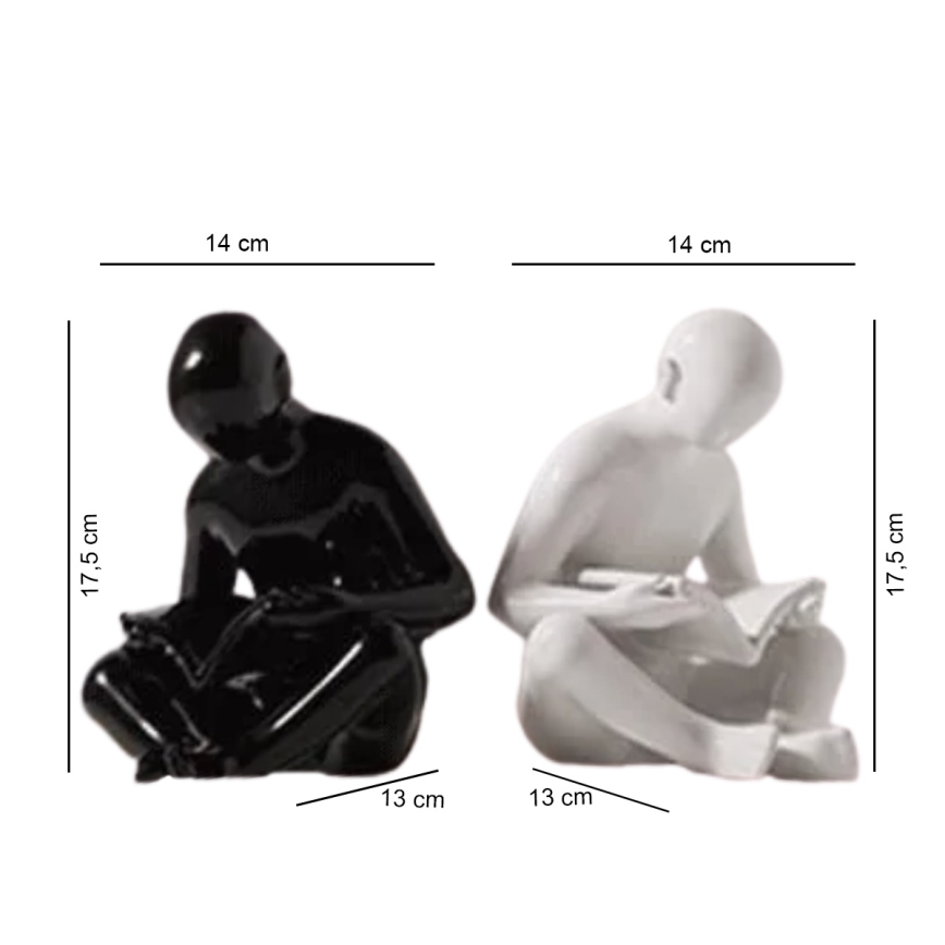 Aparador de livros 17,5x13x14 cm preto/branco