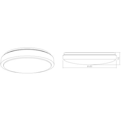 APLED - Iluminação de teto LED LENS PP TRICOLOR LED/36W/230V IP41 2700 - 6500K 2520lm