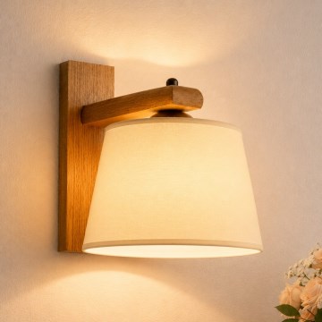 Aplique de parede AIDA 1xE27/15W/230V carvalho/creme