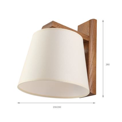 Aplique de parede AIDA 1xE27/15W/230V carvalho/creme