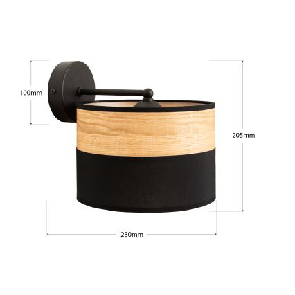 Aplique de parede ALBA 1xE27/15W/230V preto/castanho