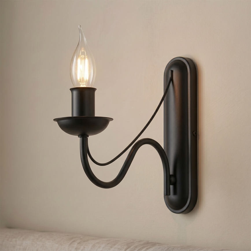 Aplique de parede ANTON 1xE14/60W/230V, preto