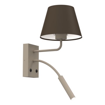 Aplique de parede ARDEN 1xE27/15W/230V + 1xG9/8W bege/castanho
