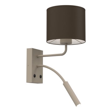Aplique de parede ARDEN 1xE27/15W/230V + 1xG9/8W bege/castanho