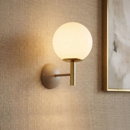 Aplique de parede AWINION 1xE27/15W/230V bege/dourado