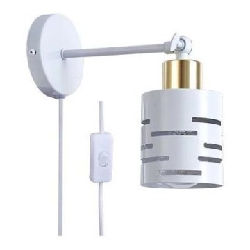 Aplique de parede com spot e interruptor ELEN 1xE27/35W/230V branco/dourado