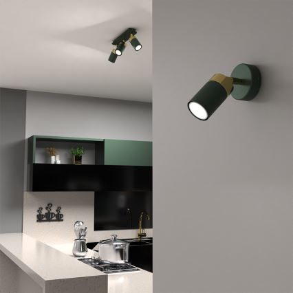 Aplique de parede direcional JOKER 1xGU10/25W/230V verde/dourado
