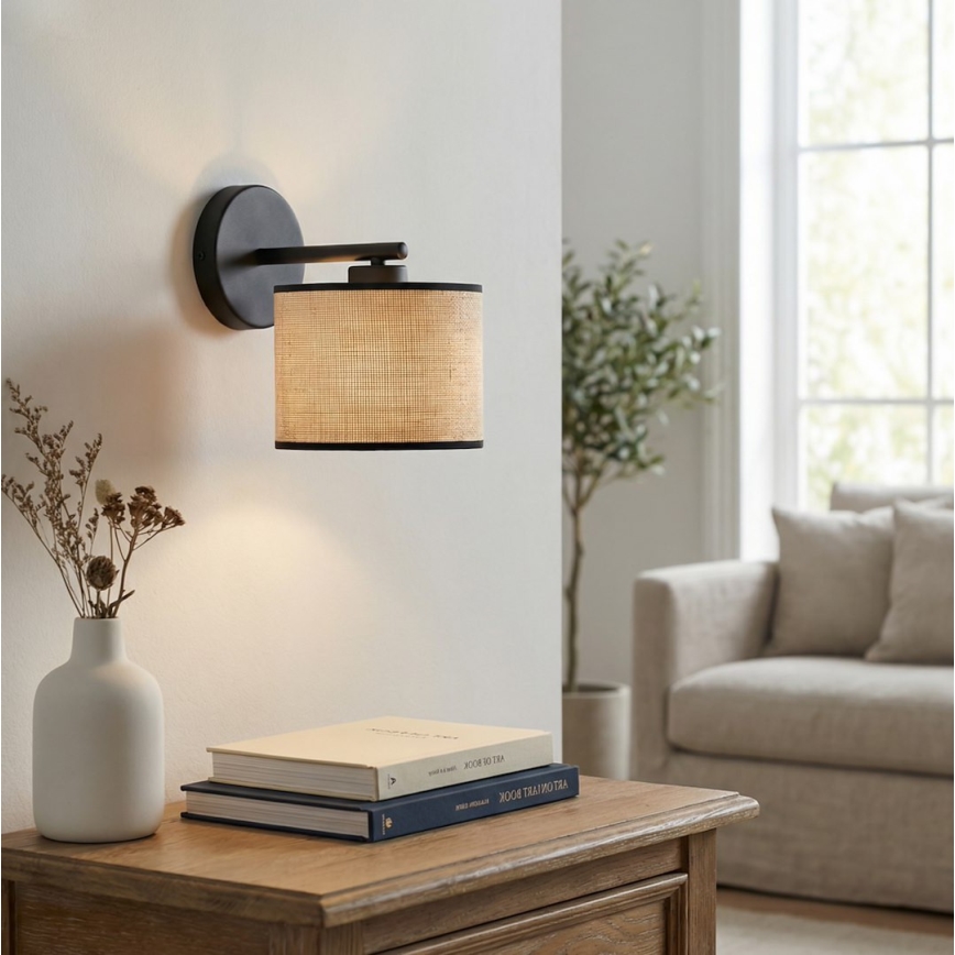 Aplique de parede ECO 1xE27/15W/230V bege/rattan