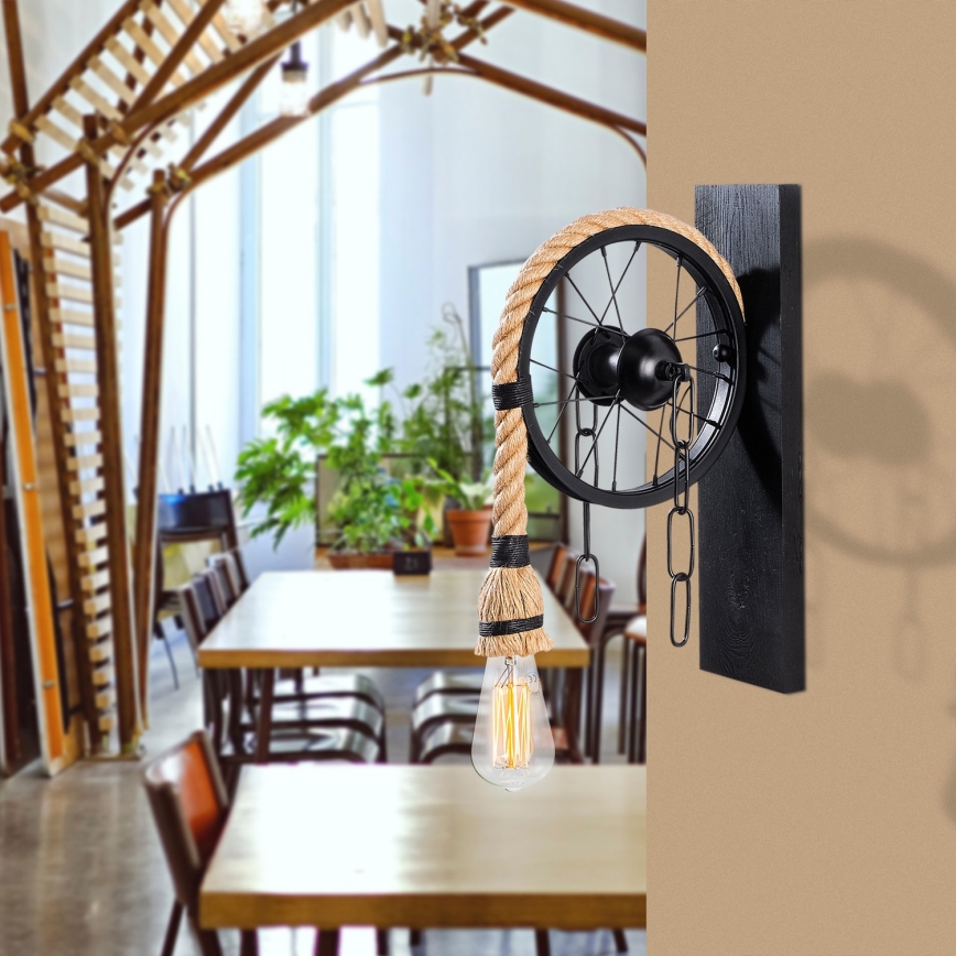 Aplique de parede EREBOS 1xE27/40W/230V preto/castanho