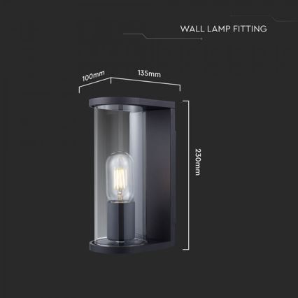 Aplique de parede exterior 1xE27/60W/230V IP44 preto/vidro fumado