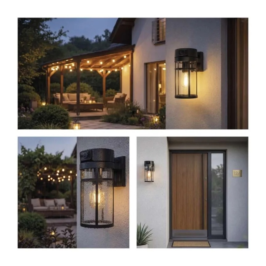 Aplique de parede exterior com câmara GOSMART 1xE27/15W/230V Wi-Fi IP44