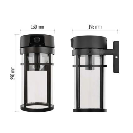 Aplique de parede exterior com câmara GOSMART 1xE27/15W/230V Wi-Fi IP44