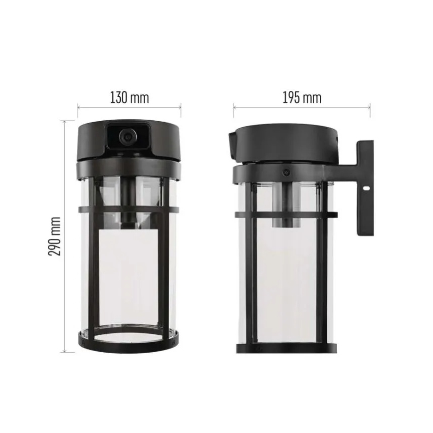 Aplique de parede exterior com câmara GOSMART 1xE27/15W/230V Wi-Fi IP44