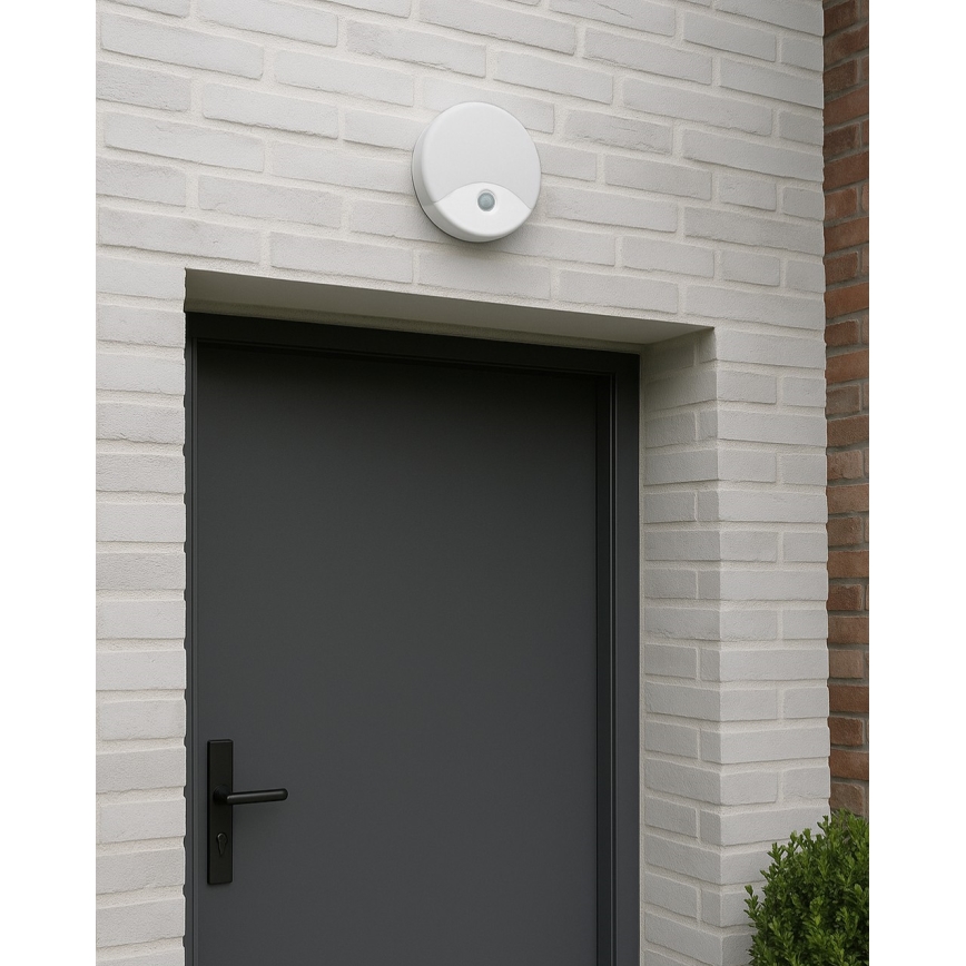 Aplique de parede exterior com LED e sensor de movimento, 18W/230V, IP44, branco