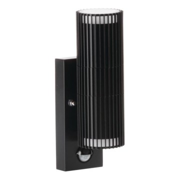 Aplique de parede exterior com sensor de movimento e de crepúsculo RADILO 2xGU10/11W/230V IP44 preto