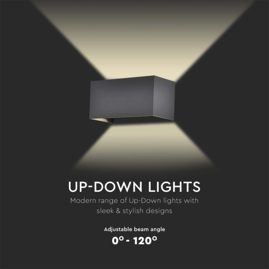 Aplique de parede exterior LED/24W/230V 3000K IP65 preto