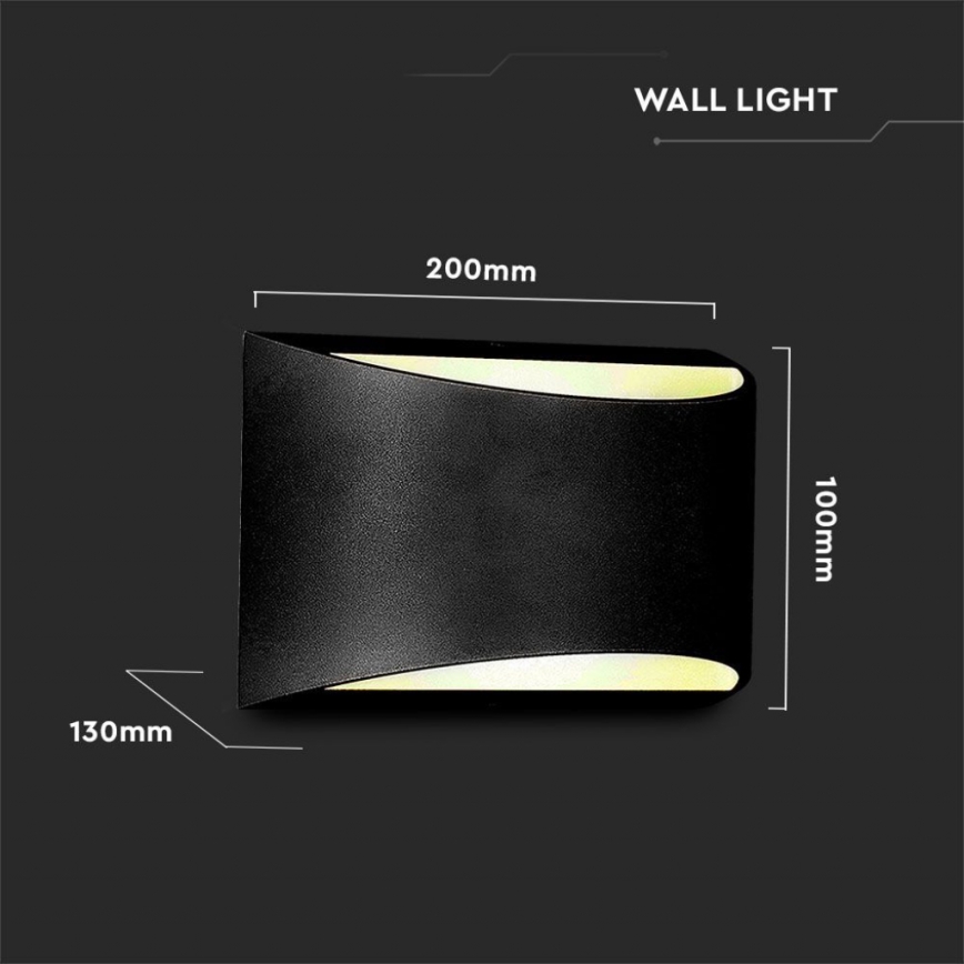 Aplique de parede exterior LED/9W/230V 4000K IP54 preto