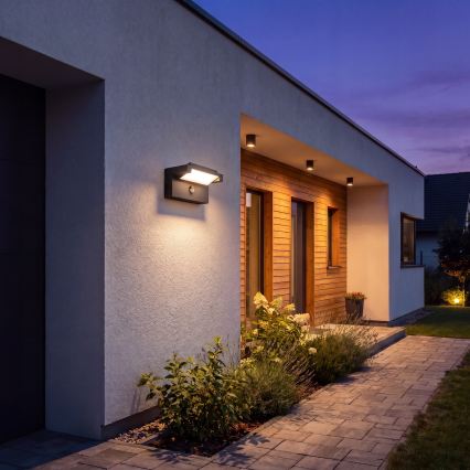 Aplique de parede LED para exterior com sensor de movimento e crepúsculo LED/25W/230V 3000/4000/6500K IP54 preto
