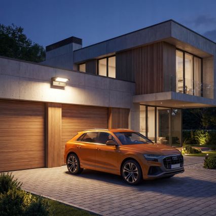 Aplique de parede LED para exterior com sensor de movimento e crepúsculo LED/25W/230V 3000/4000/6500K IP54 preto