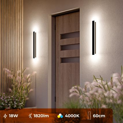 Aplique de parede exterior LED LED/18W/230V 60 cm IP65 preto
