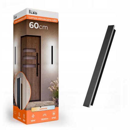 Aplique de parede exterior LED LED/18W/230V 60 cm IP65 preto