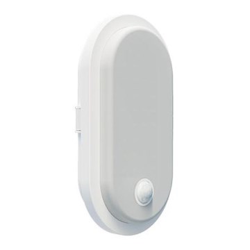 Aplique de parede exterior LED OVAL 10W/230V IP65 com sensor de movimento e crepúsculo, branco