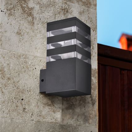 Aplique de parede exterior LED RGBW dimerizável TEKSAS 1xE27/12W/230V 2700-6500K Wi-Fi IP44 antracite