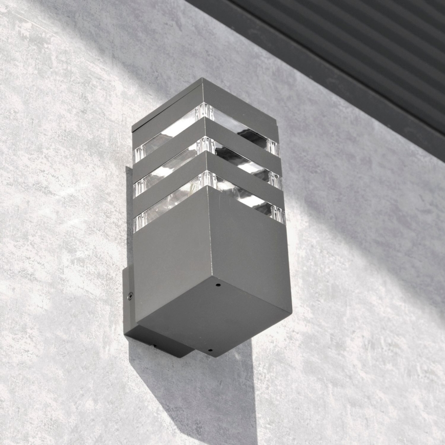 Aplique de parede exterior LED RGBW dimerizável TEKSAS 1xE27/9W/230V 2700-6500K Wi-Fi IP44 antracite