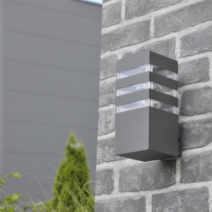 Aplique de parede exterior LED RGBW dimerizável TEKSAS 1xE27/9W/230V 2700-6500K Wi-Fi IP44 antracite