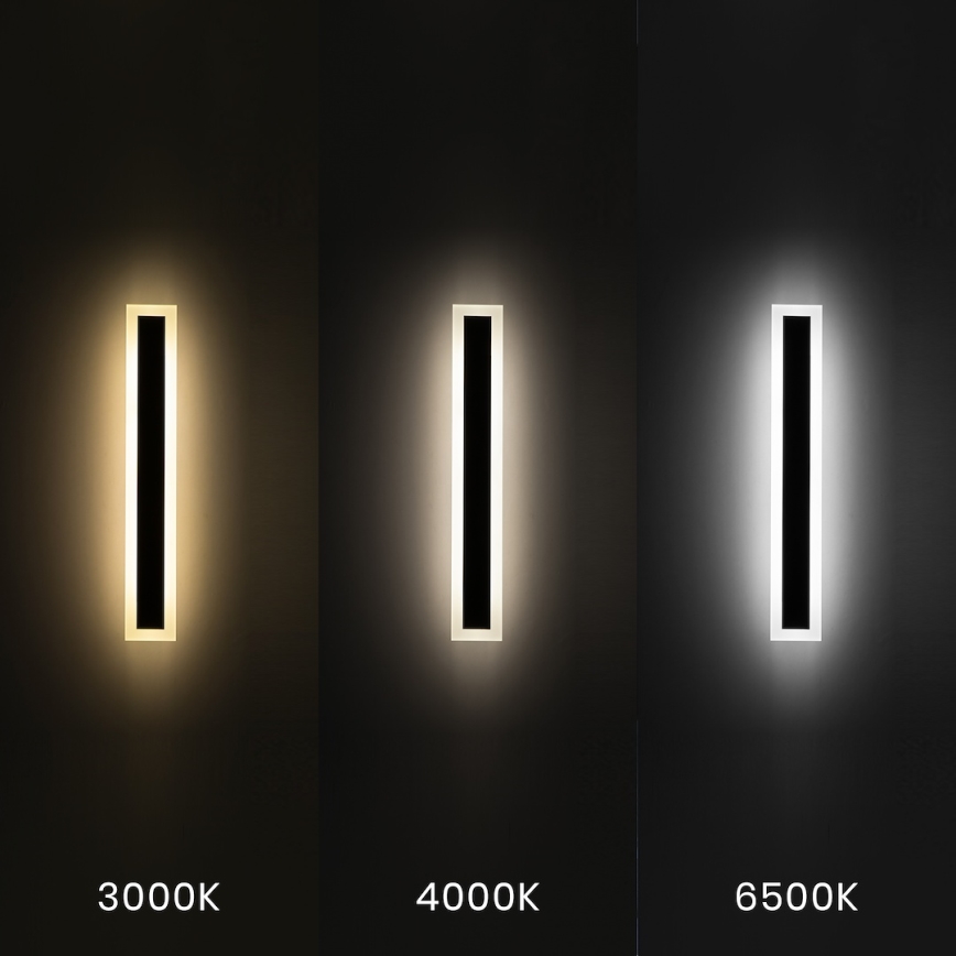 Aplique de parede exterior LED WOW/20W/230V 3000/4000/6500K 60 cm IP54 preto