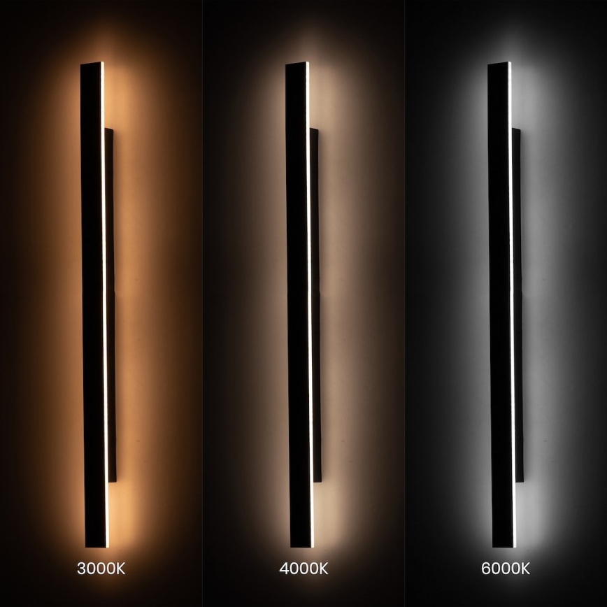 LED candeeiro de parede para exterior WOW LED/20W/230V 3000/4000/6000K 120 cm IP54 preto