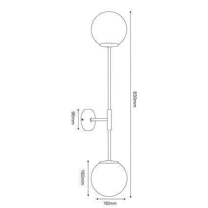 Aplique de parede GLAME 2xE27/15W/230V