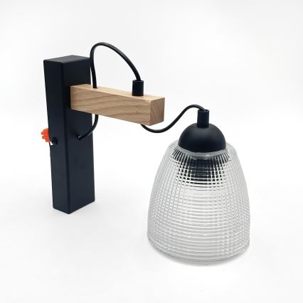 Aplique de parede LEANDRA 1xE27/15W/230V carvalho/preto